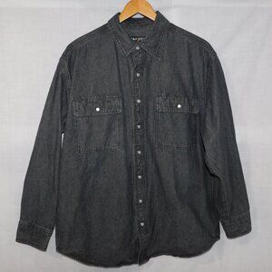 Dakota Workpro Series Mens L Black Collard  Denim Pearl Snap Closure Shirt